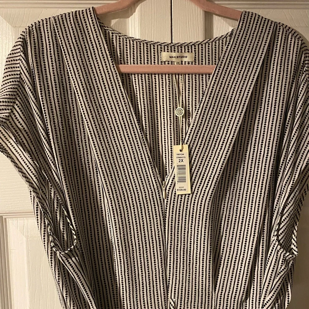 Max Studio Black and White Striped Jumpsuit - Picture 6 of 10